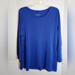 Soft Surroundings Women's Blue 3/4 Sleeve Relaxed Blouse Size 2X